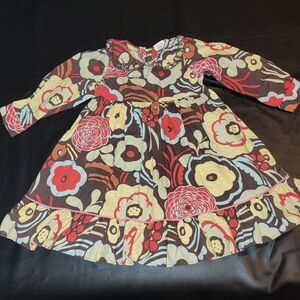 Icky Baby Girls Brown Floral Print Dress 12-18‎ Months